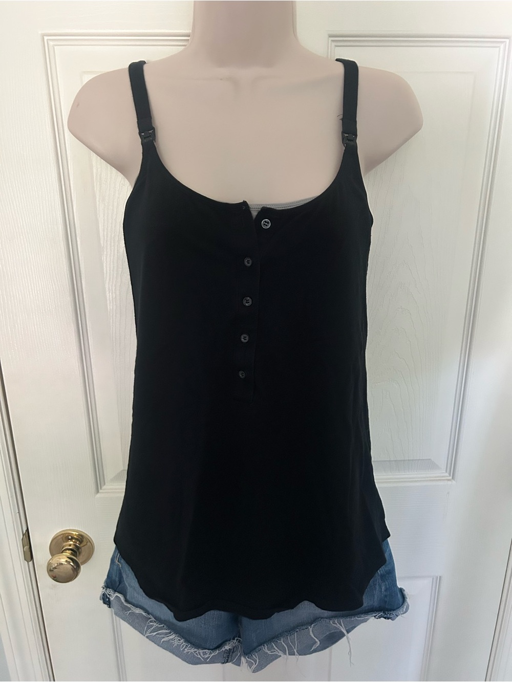 Women’s, Gilligan & O’Malley Maternity Nursing Black Button-Front Camisole, Med